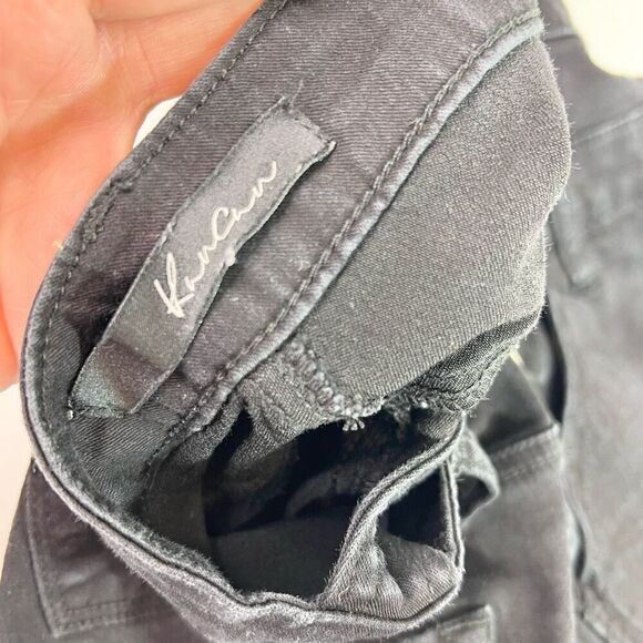 KanCan Overall Shorts Womens Medium Black Distressed Jean Stretch Denim - Picture 9 of 11